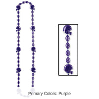 12 Pack Bulk Football Party Bead Necklaces - Purple