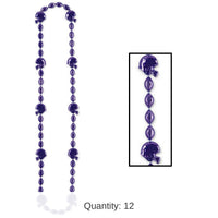 12 Pack Bulk Football Party Bead Necklaces - Purple