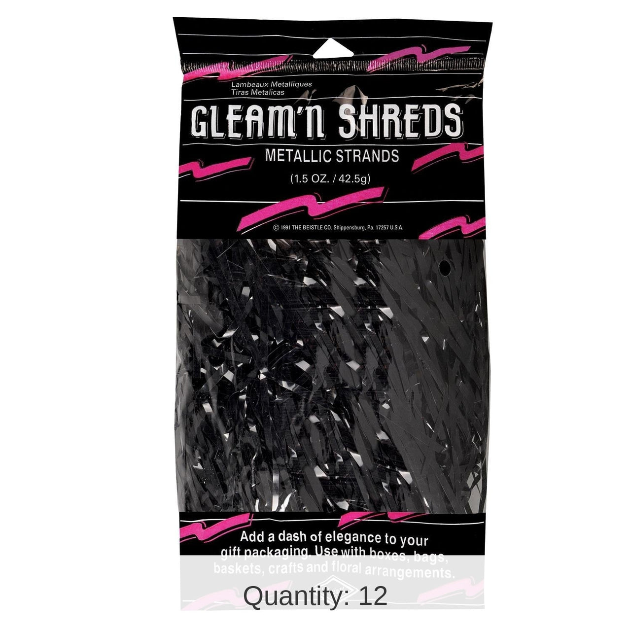 12 Pack Bulk Party Gleam 'N Shreds Metallic Strands black (1.5 Oz per Pack)