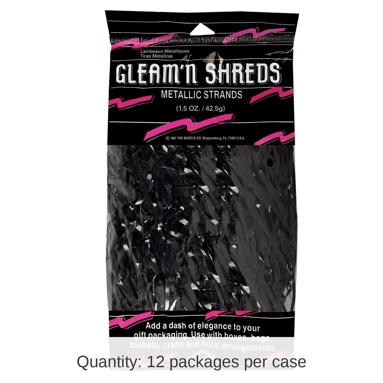 12 Pack Bulk Party Gleam 'N Shreds Metallic Strands black (1.5 Oz per Pack)