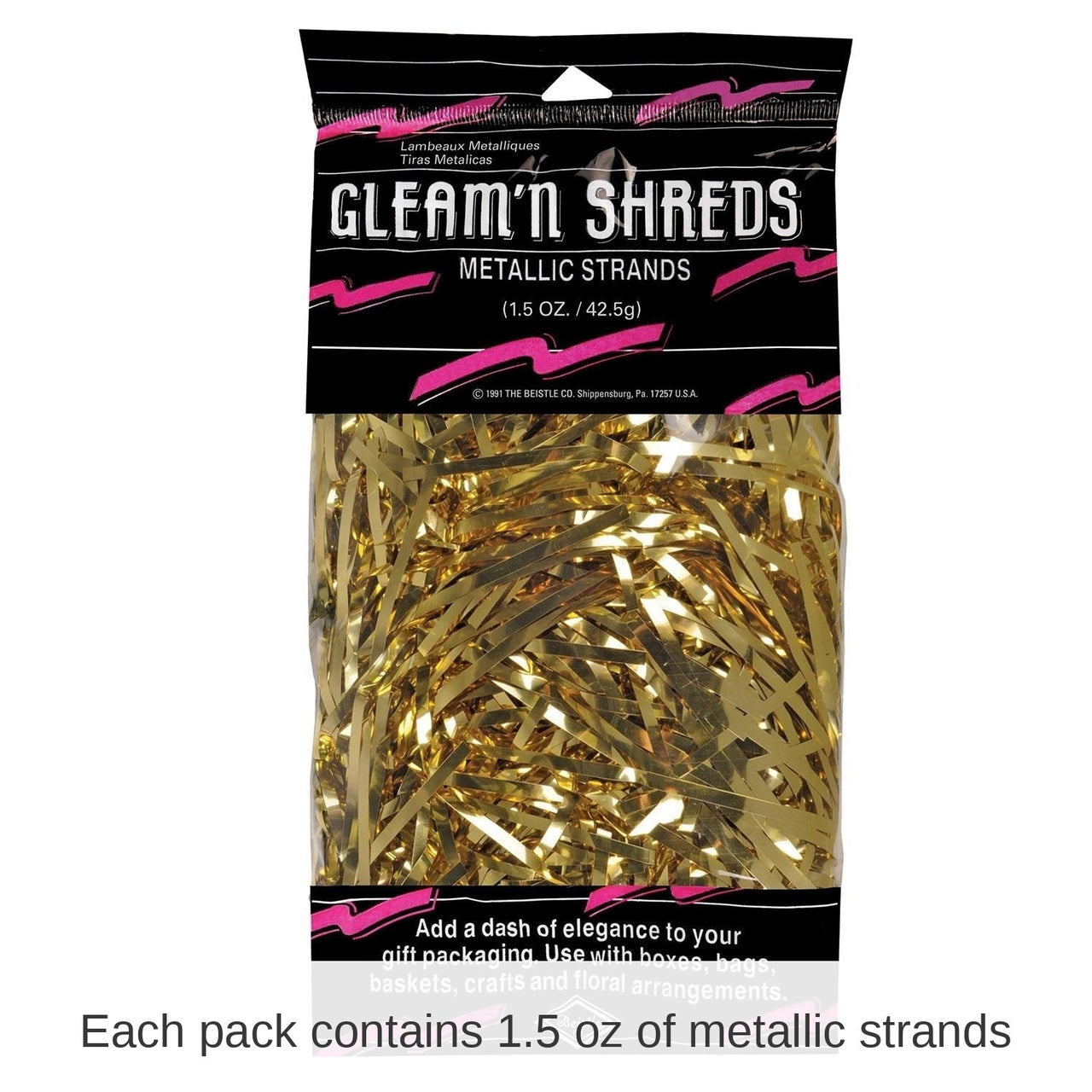 12 Pack Bulk Party Gleam 'N Shreds Metallic Strands gold (1.5 Oz per Pack)