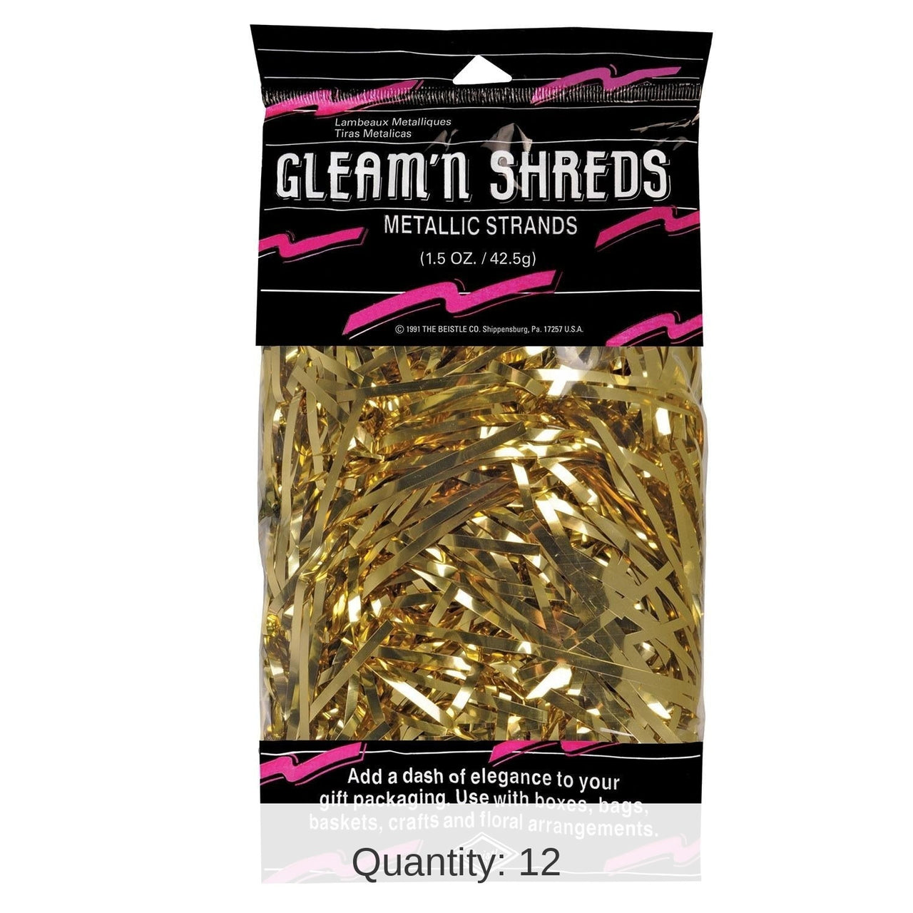 12 Pack Bulk Party Gleam 'N Shreds Metallic Strands gold (1.5 Oz per Pack)