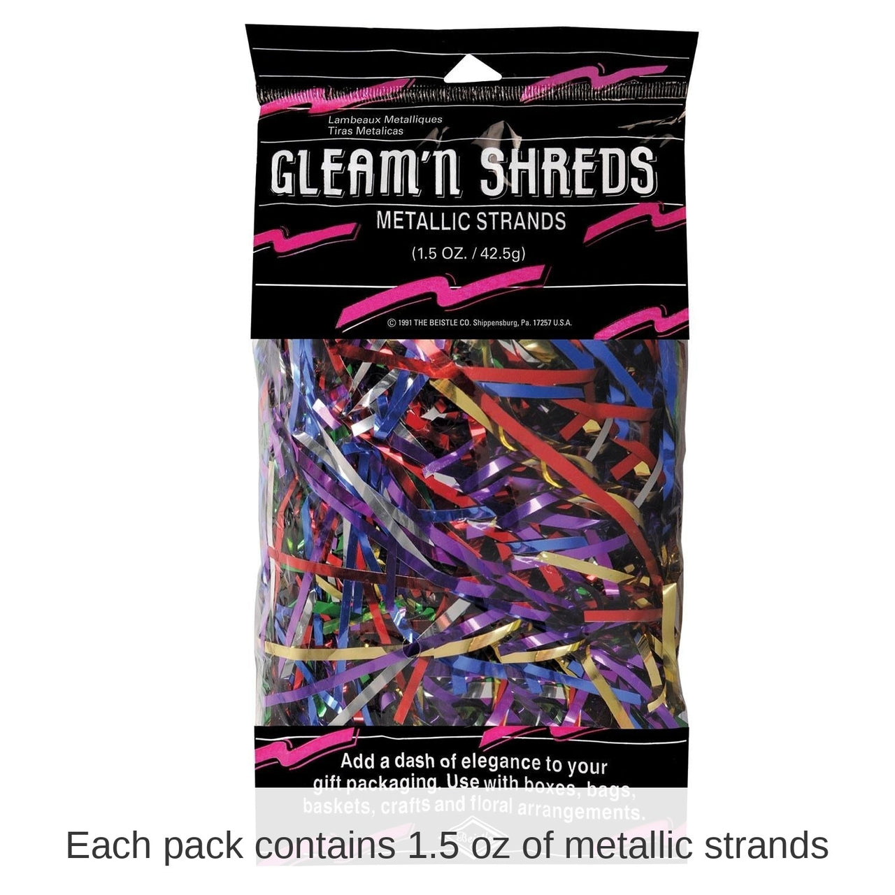 12 Pack Bulk Gleam 'N Party Shreds Metallic Strands multi-color (1.5 Oz per Pack)