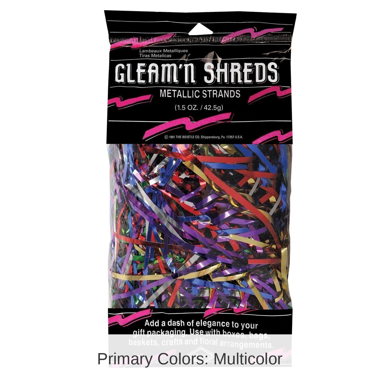 12 Pack Bulk Gleam 'N Party Shreds Metallic Strands multi-color (1.5 Oz per Pack)