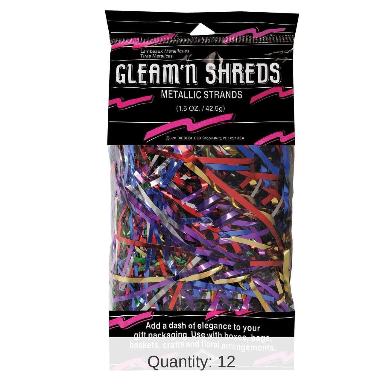 12 Pack Bulk Gleam 'N Party Shreds Metallic Strands multi-color (1.5 Oz per Pack)