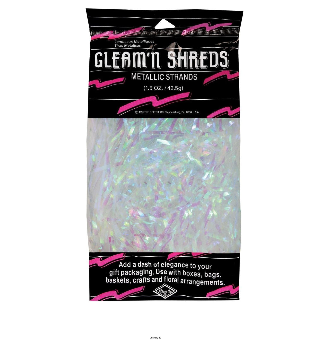 12 Pack Bulk Party Gleam 'N Shreds Metallic Strands opalescent (1.5 Oz per Pack)