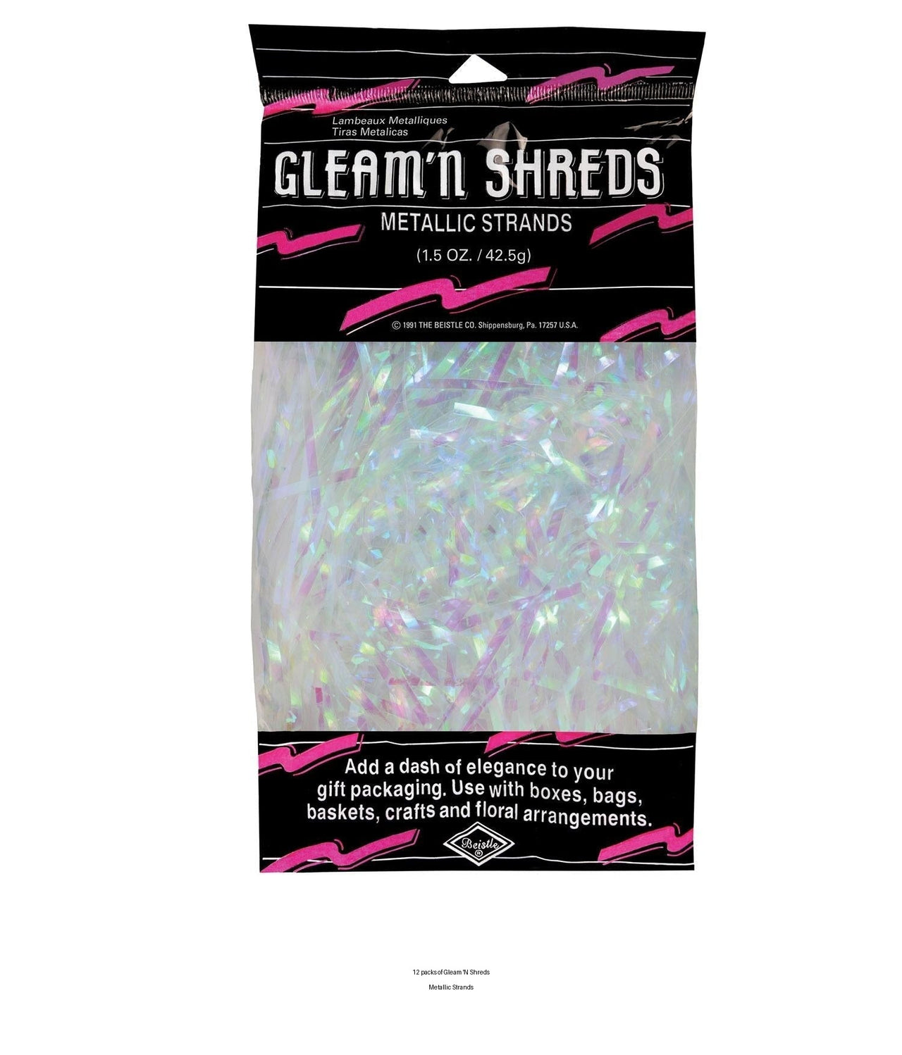 12 Pack Bulk Party Gleam 'N Shreds Metallic Strands opalescent (1.5 Oz per Pack)