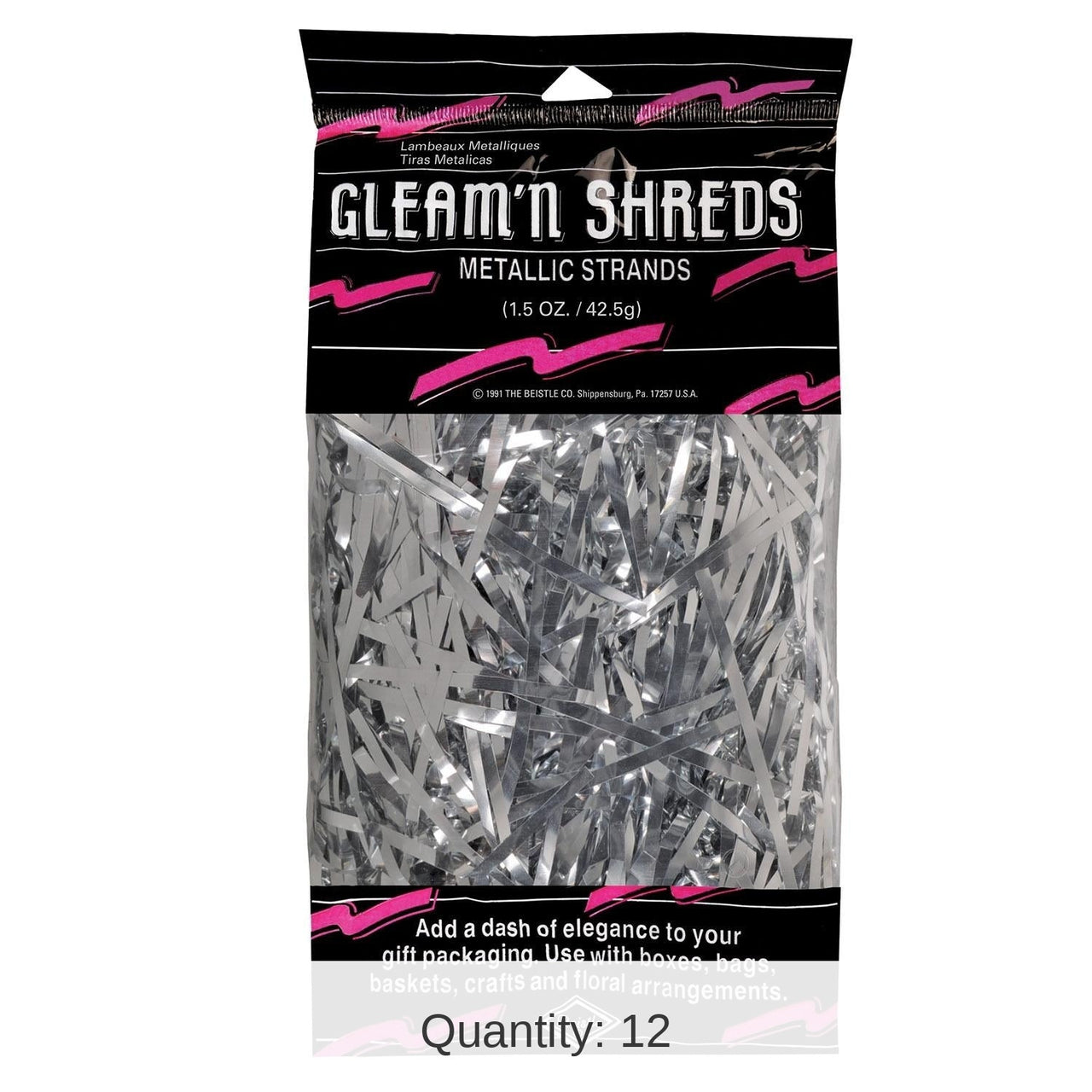 12 Pack Bulk Party Gleam 'N Shreds Metallic Strands silver (1.5 Oz per Pack)