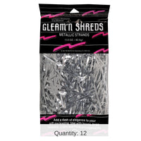 12 Pack Bulk Party Gleam 'N Shreds Metallic Strands silver (1.5 Oz per Pack)
