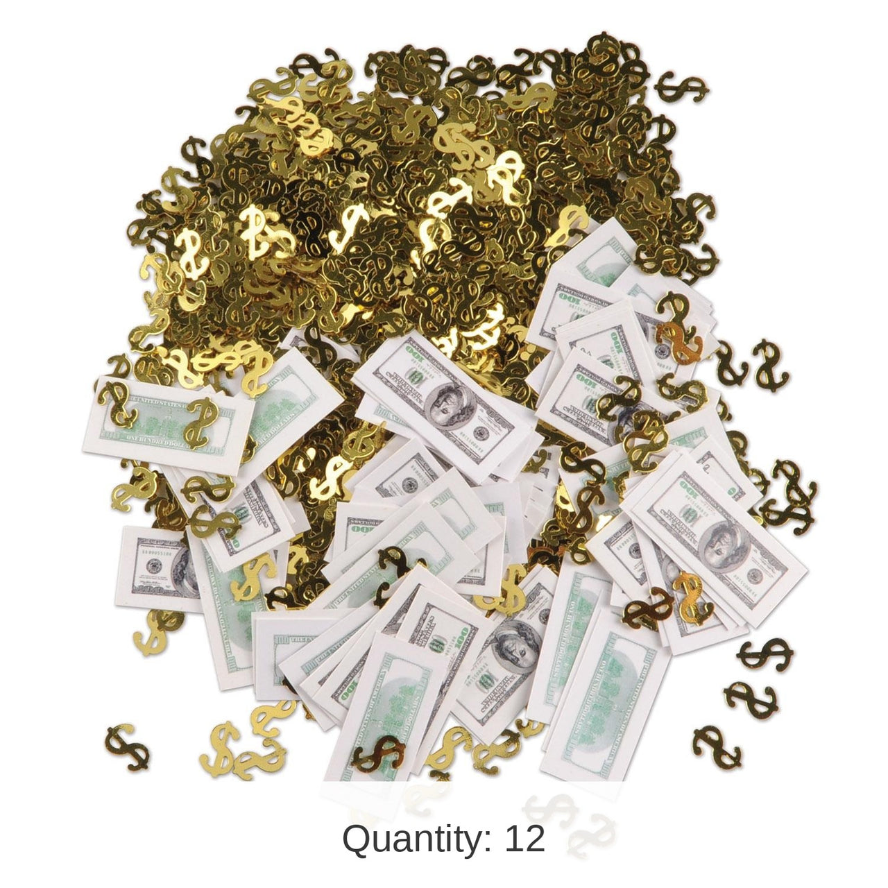 12 Pack Bulk Big Bucks Print-Fetti Party Decoration (0.5 Oz/Pkg)
