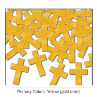 12 Pack Bulk Confetti Crosses Party Decoration - gold (1 Oz per Pack)