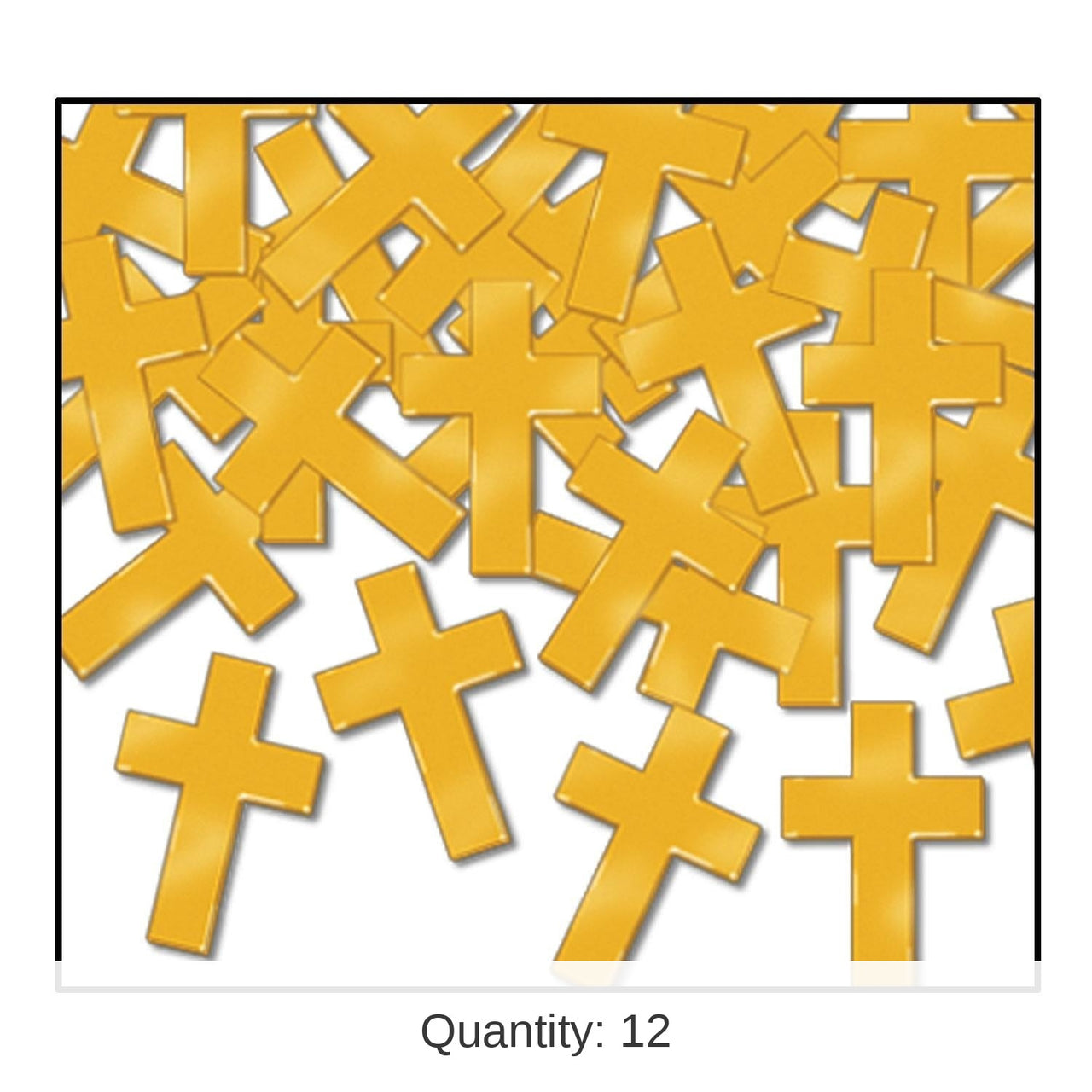12 Pack Bulk Confetti Crosses Party Decoration - gold (1 Oz per Pack)