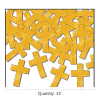 12 Pack Bulk Confetti Crosses Party Decoration - gold (1 Oz per Pack)