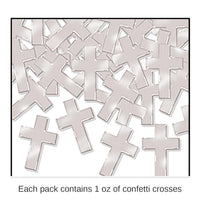 12 Pack Bulk Confetti Crosses silver (1 Oz per Pack)