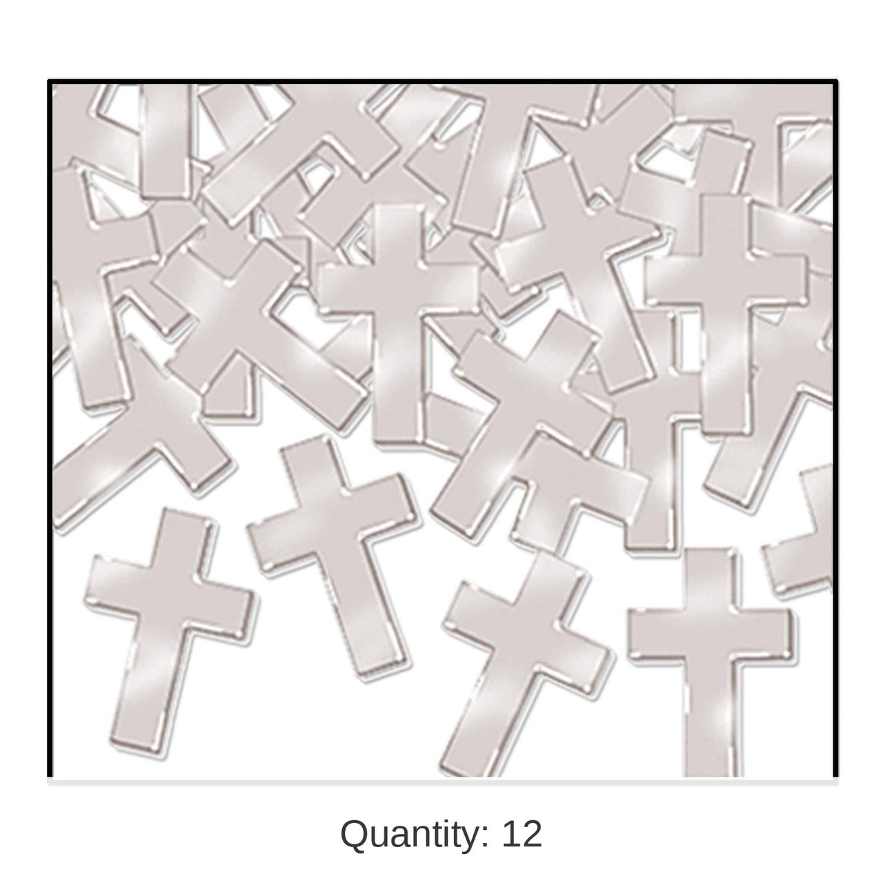 12 Pack Bulk Confetti Crosses silver (1 Oz per Pack)