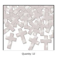 12 Pack Bulk Confetti Crosses silver (1 Oz per Pack)
