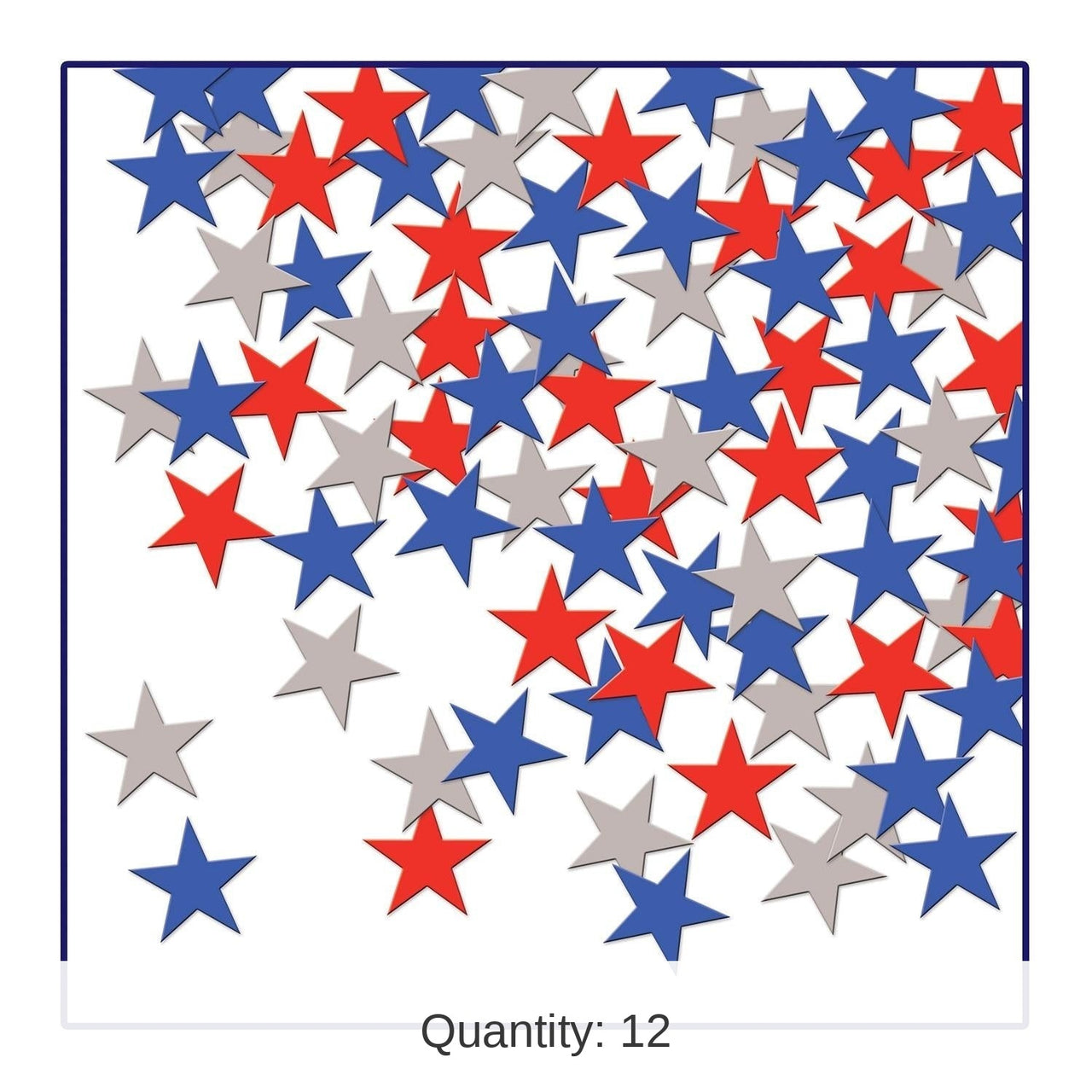 12 Pack Bulk Confetti Stars Party Decor red - silver - blue (1 Oz per Pack)