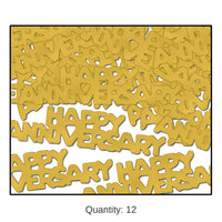 12 Pack Bulk Happy Anniversary Confetti gold (0.5 Oz/Pkg)