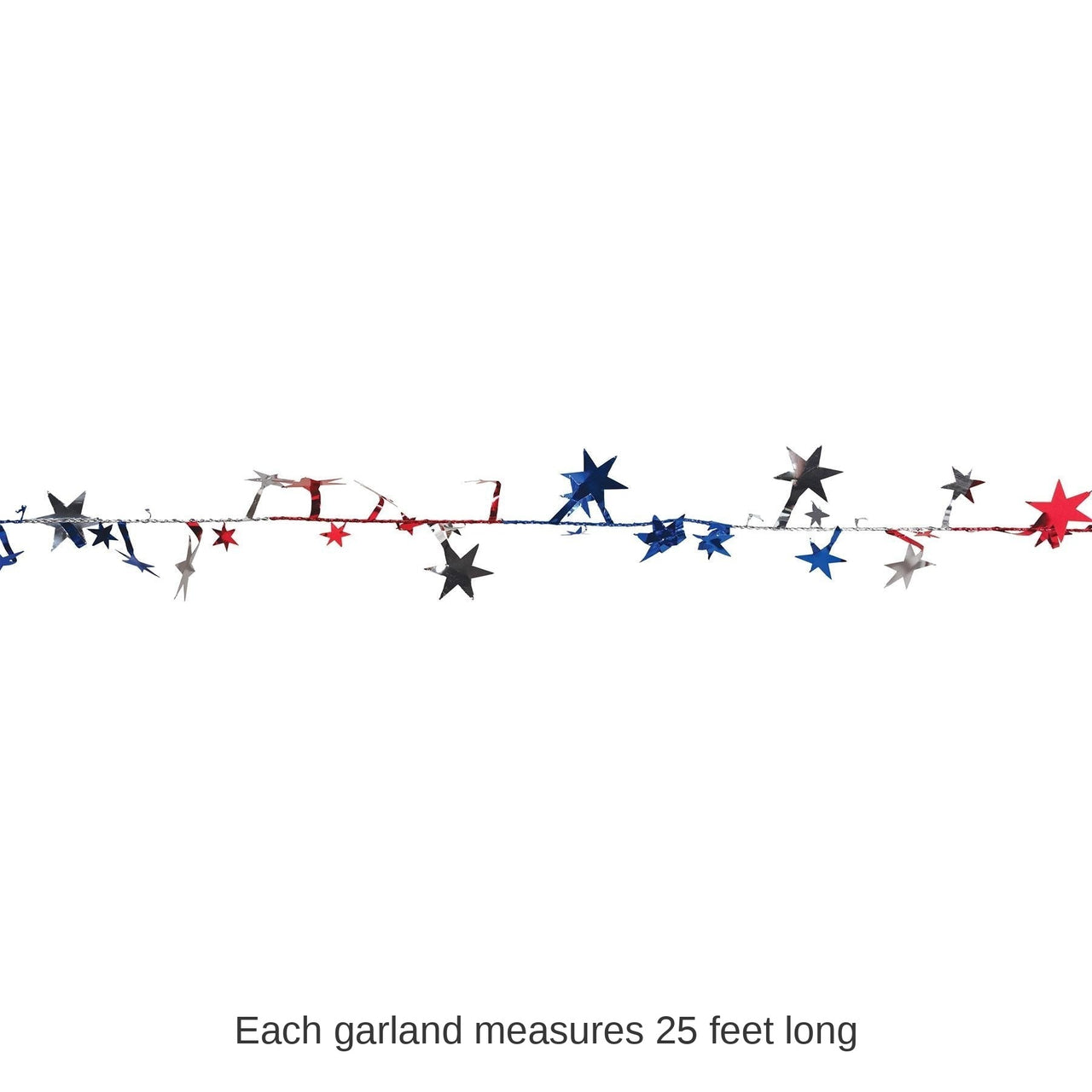 12 Pack Bulk Gleam 'N Flex Star Party Garland - red - silver - blue - wire garland