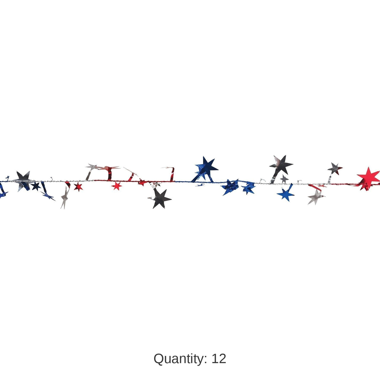 12 Pack Bulk Gleam 'N Flex Star Party Garland - red - silver - blue - wire garland