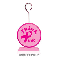 6 Pack Bulk Pink Ribbon Photo/Balloon Holder