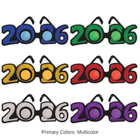 12 Pack Bulk 2026 Glittered Plastic Eyeglasses Asst colors