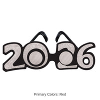 12 Pack Bulk 2026 Glittered Plastic Eyeglasses silver