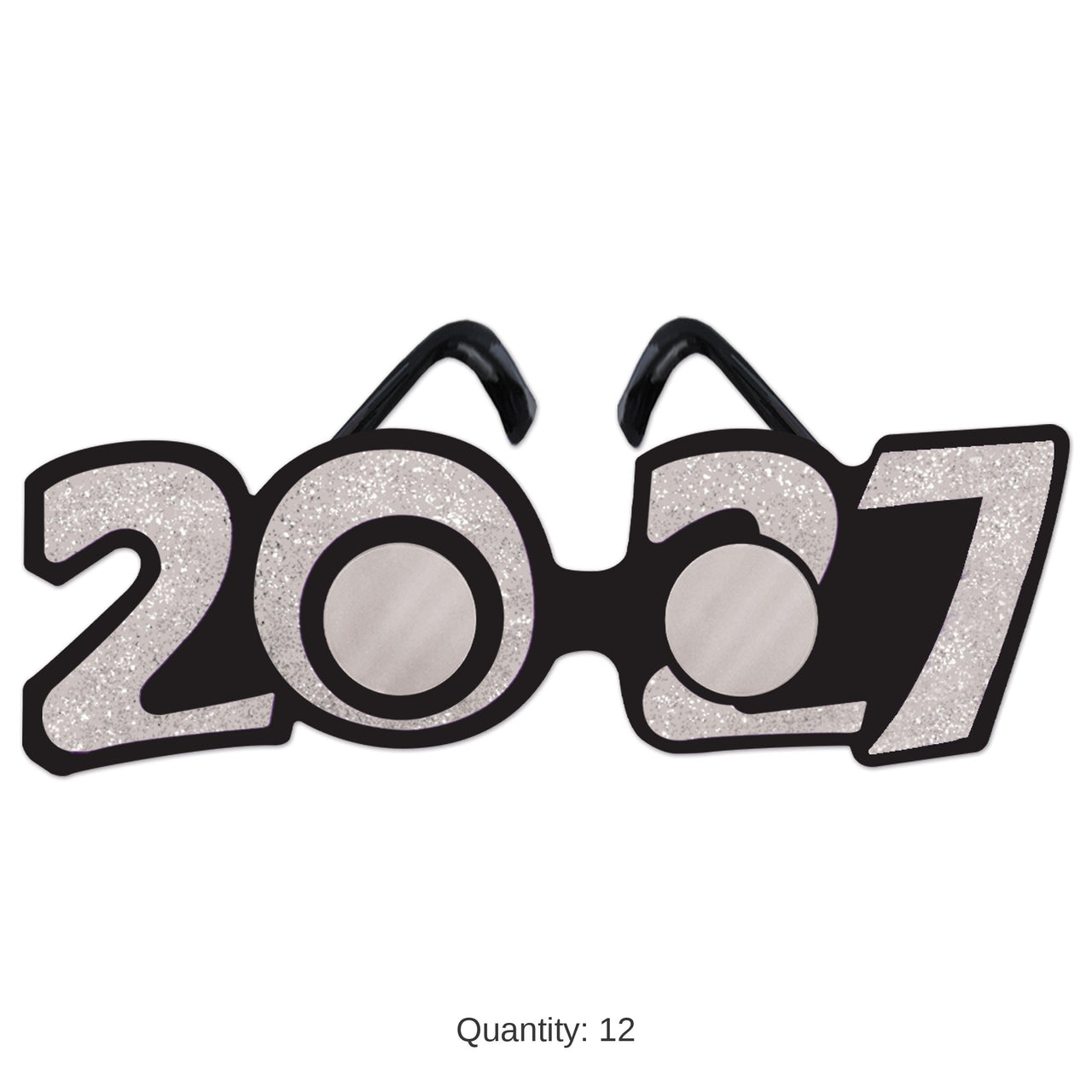 12 Pack Bulk 2027 Silver Glitter Eyeglasses New Year & Graduation Party Favors