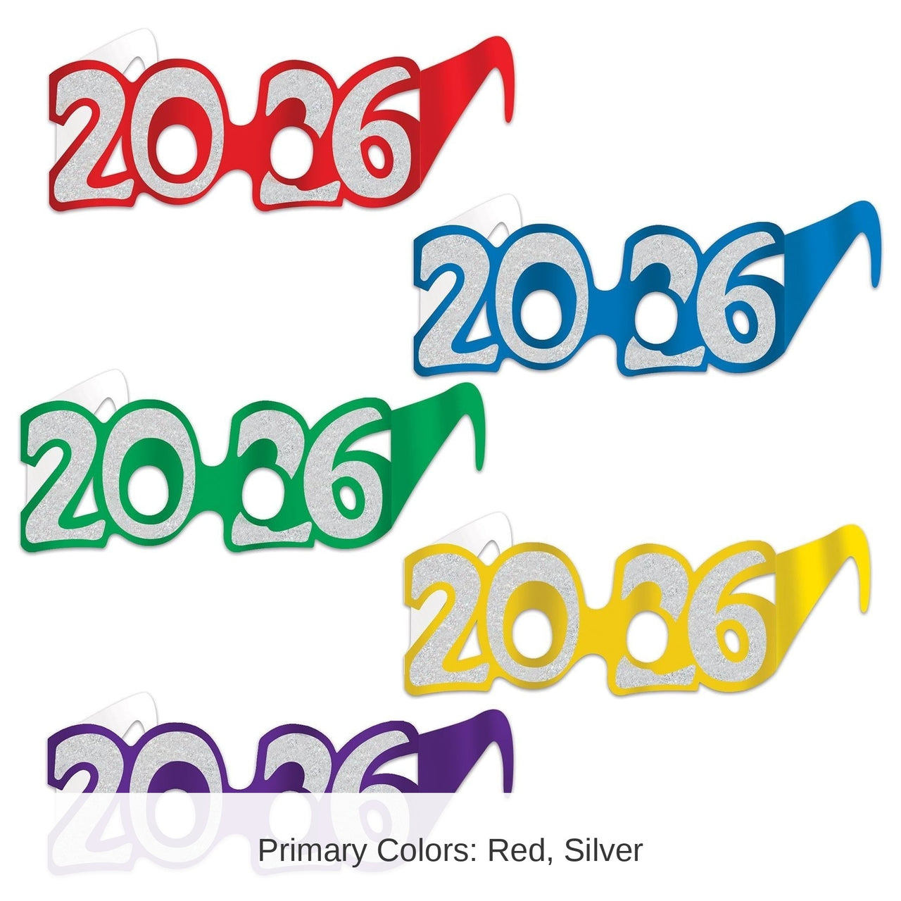 50 Pack Bulk 2026 Glittered Foil Eyeglasses asst colors