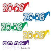 50 Pack Bulk 2026 Glittered Foil Eyeglasses asst colors