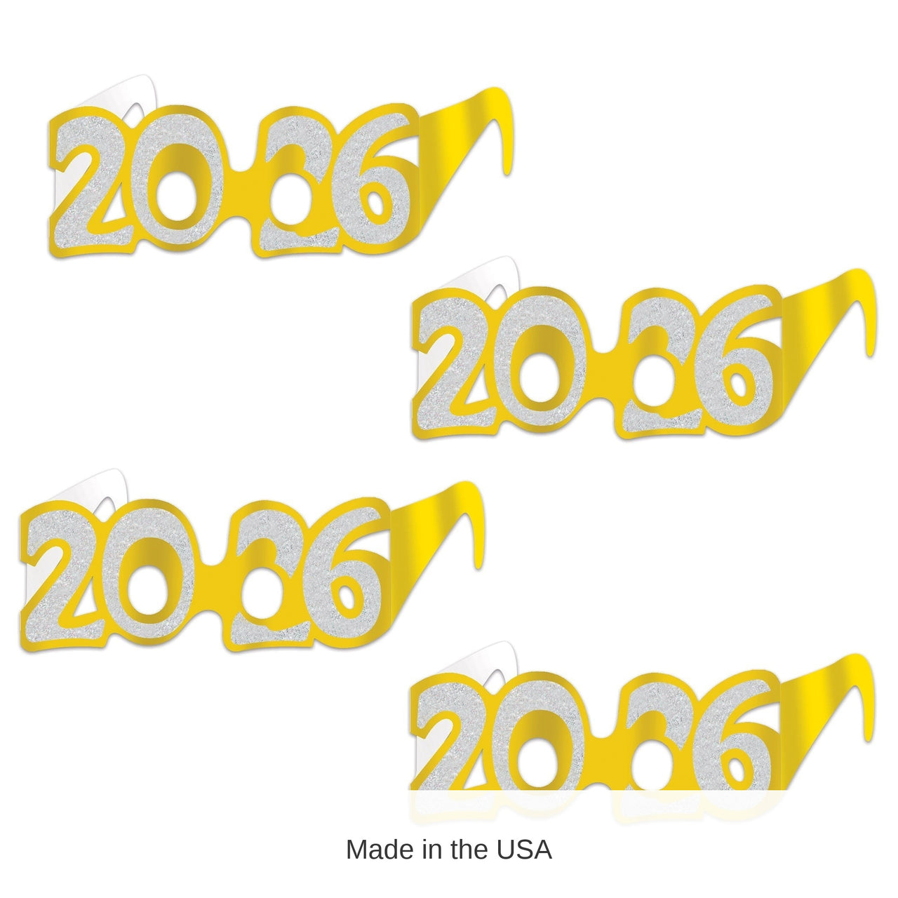 48 Pair Bulk Gold Glitter 2026 Eyeglasses New Year & Graduation Favors