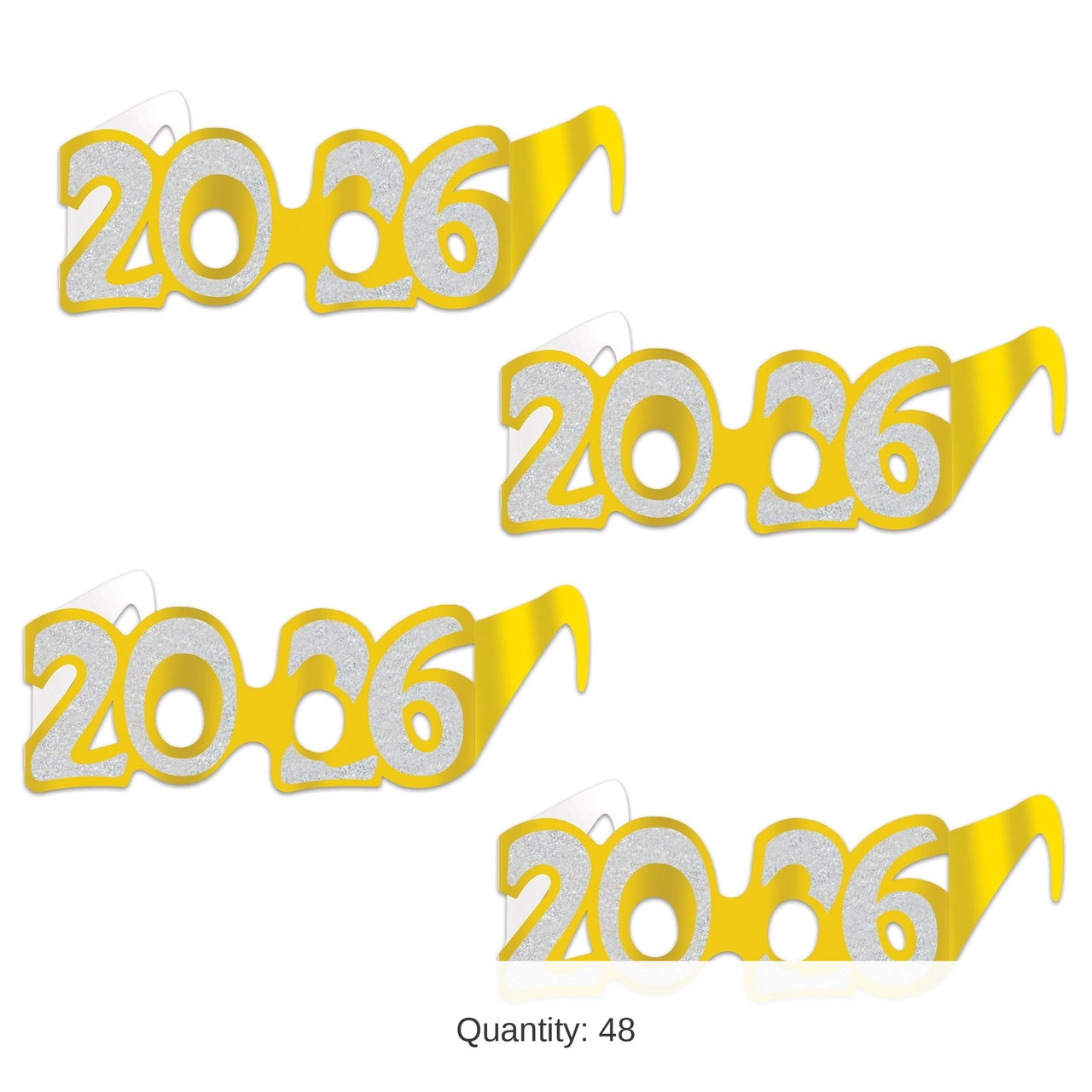 48 Pair Bulk Gold Glitter 2026 Eyeglasses New Year & Graduation Favors