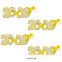 48 Pair Bulk Gold Glitter 2026 Eyeglasses New Year & Graduation Favors