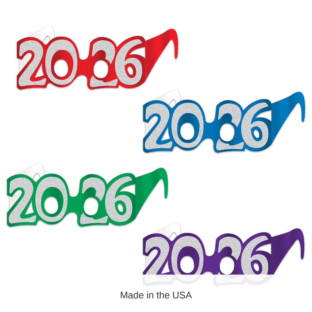48 Pair Bulk 2026 Glittered Eyeglasses New Year & Graduation Party Favors