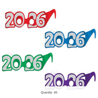 48 Pair Bulk 2026 Glittered Eyeglasses New Year & Graduation Party Favors