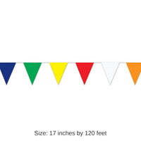 12 Pack Bulk 120 ft. Multi-Color Party Pennant Banner