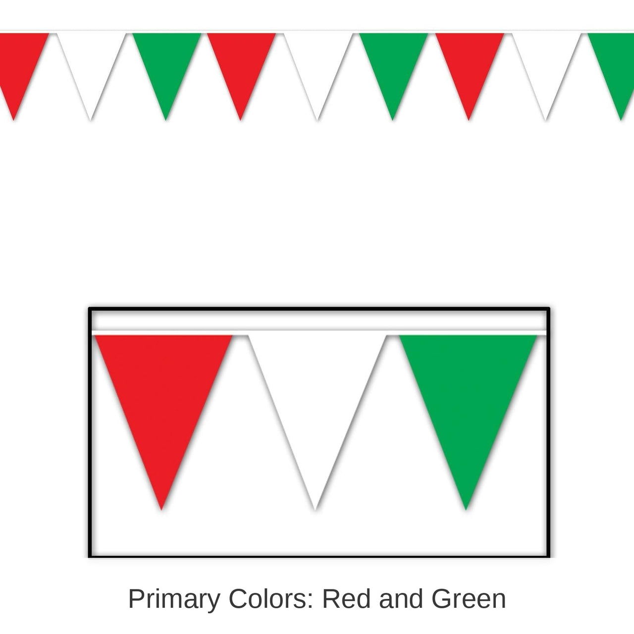 12 Pack Bulk 120 ft. Red - White/Green Party Pennant Banner