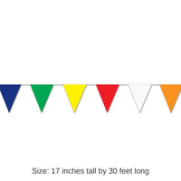 12 Pack Bulk 30 ft. Multi-Color Party Pennant Banner