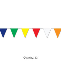 12 Pack Bulk 30 ft. Multi-Color Party Pennant Banner