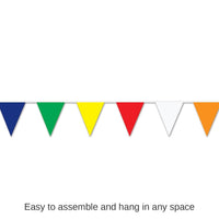 12 Pack Bulk 30 ft. Multi-Color Party Pennant Banner