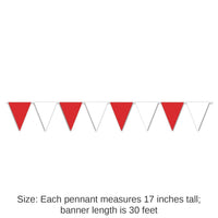 12 Pack Bulk Red/White Party Pennant Banner