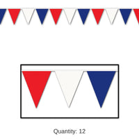 12 Pack Bulk 30 ft.- Red - White/Blue Party Pennant Banner