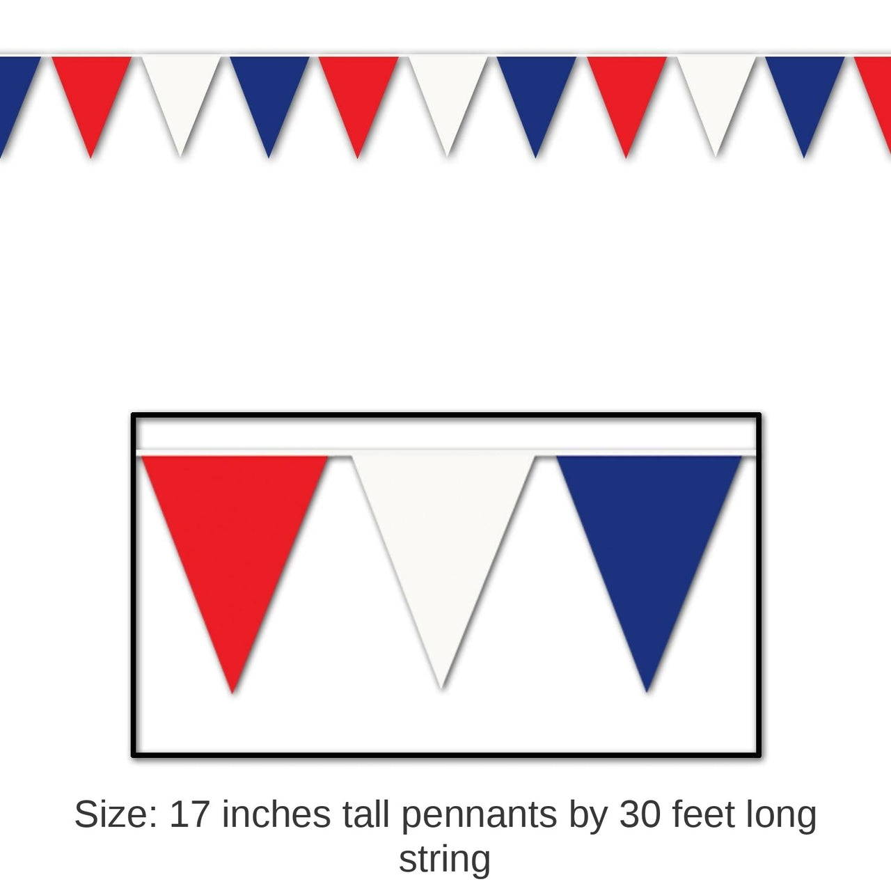12 Pack Bulk 30 ft.- Red - White/Blue Party Pennant Banner