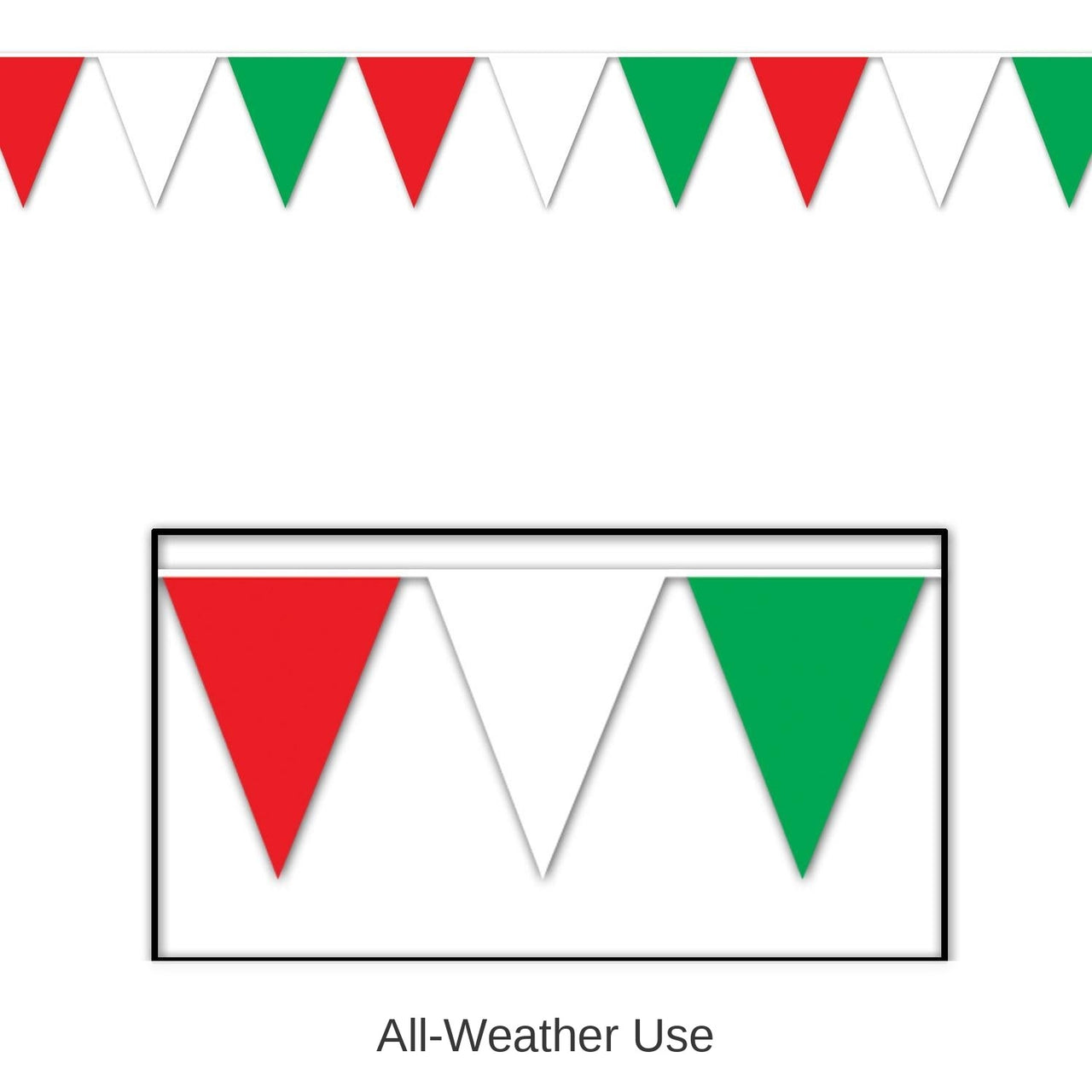 12 Pack Bulk 30 ft. Red - White/Green Party Pennant Banner