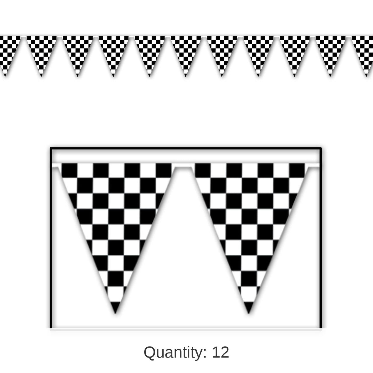 12 Pack Bulk 30 ft. Checkered Party Pennant Banner