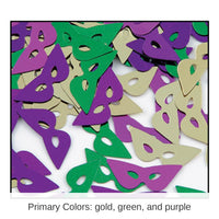 12 Pack Bulk Confetti Mardi Gras Masks Asst gold - green - purple (1 Oz per Pack)
