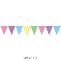 12 Pack Bulk Pastel Party Pennant Banner