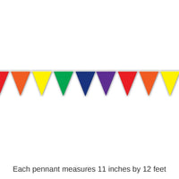 12 Pack Bulk Solid Rainbow Party Pennant Banner