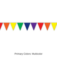 12 Pack Bulk Solid Rainbow Party Pennant Banner