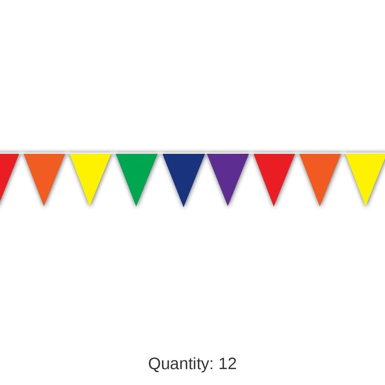 12 Pack Bulk Solid Rainbow Party Pennant Banner